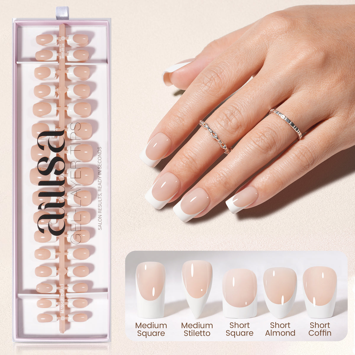 Nude Base French Tip Press On Nails 