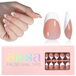 Short Oval French Tip Press on Nails 