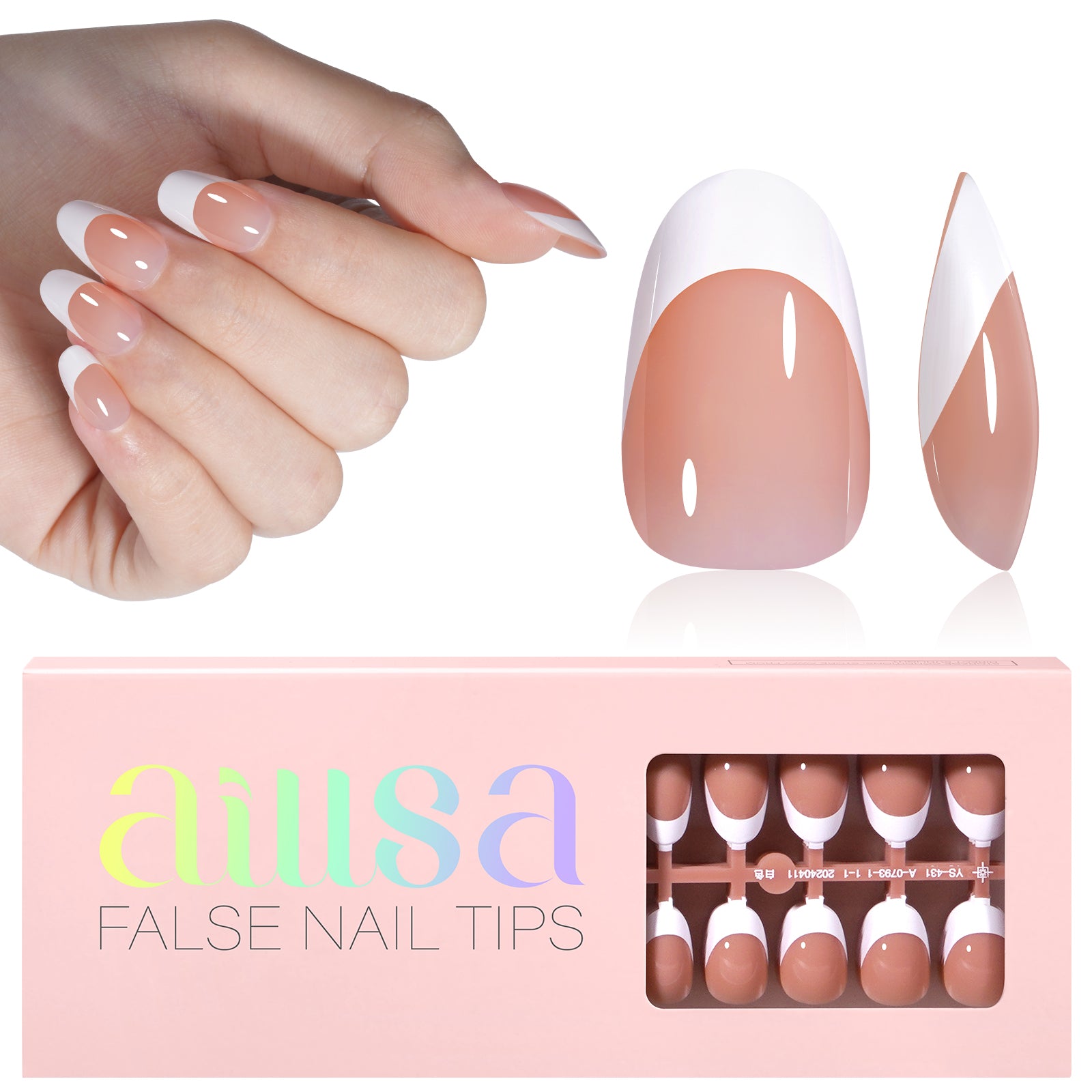 Short Oval French Tip Press on Nails 