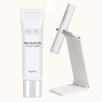 AILLSA Glamhold Solid Nail Glue Set With Handheld UV Lamp for Press On Nails  