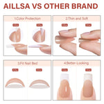 AILLSA French Tip Nails Set | 180Pcs 15 Sizes