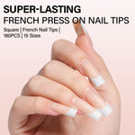 Medium Square French Tip Press on Nails 