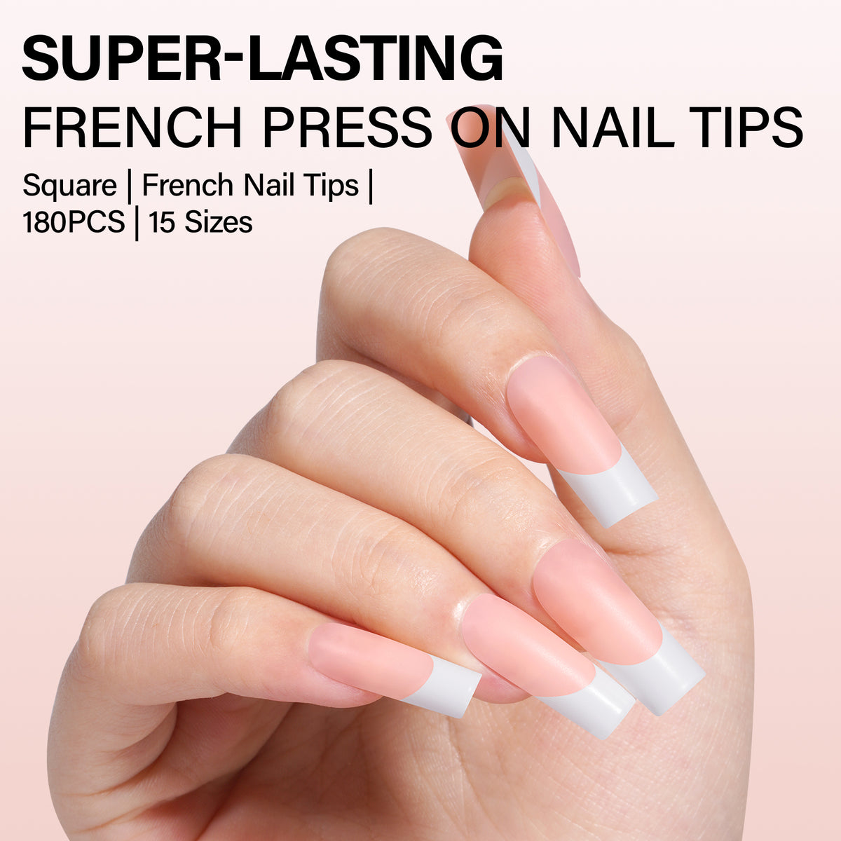 Medium Square French Tip Press on Nails 