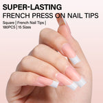Medium Square French Tip Press on Nails 
