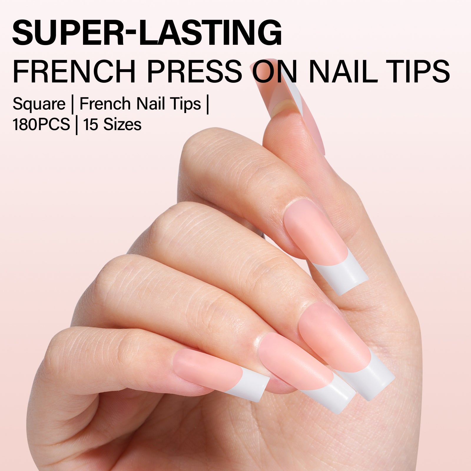 Medium Square French Tip Press on Nails 