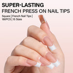 Medium Square French Tip Press on Nails 