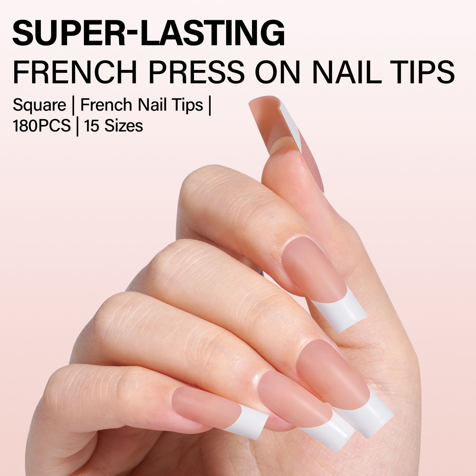 Medium Square French Tip Press on Nails 