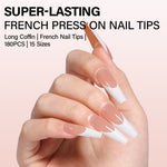 Long Coffin French Tip Press on Nails 
