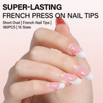Short Oval French Tip Press on Nails 