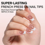 Extra Short Coffin French Tip Press on Nails 