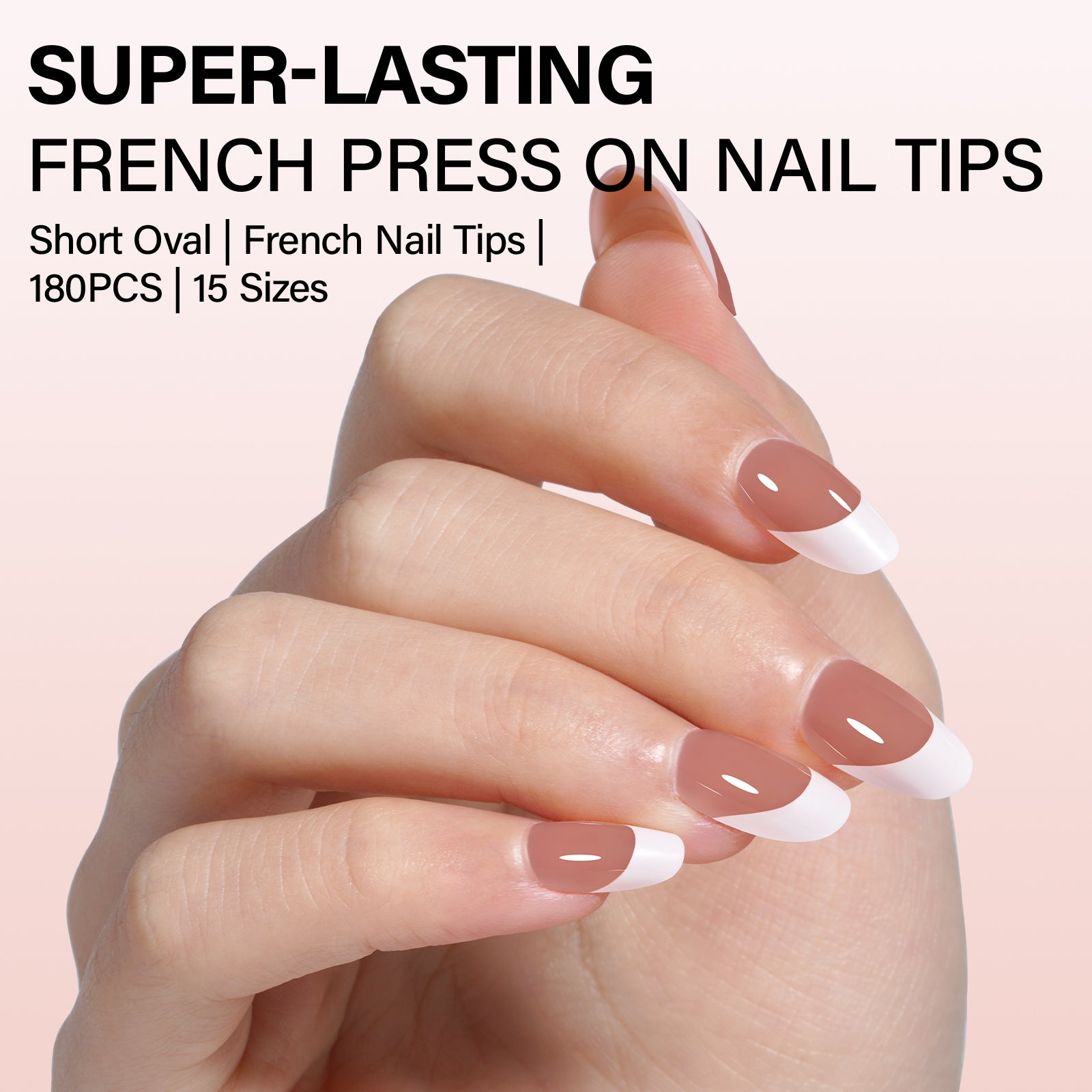 Short Oval French Tip Press on Nails 