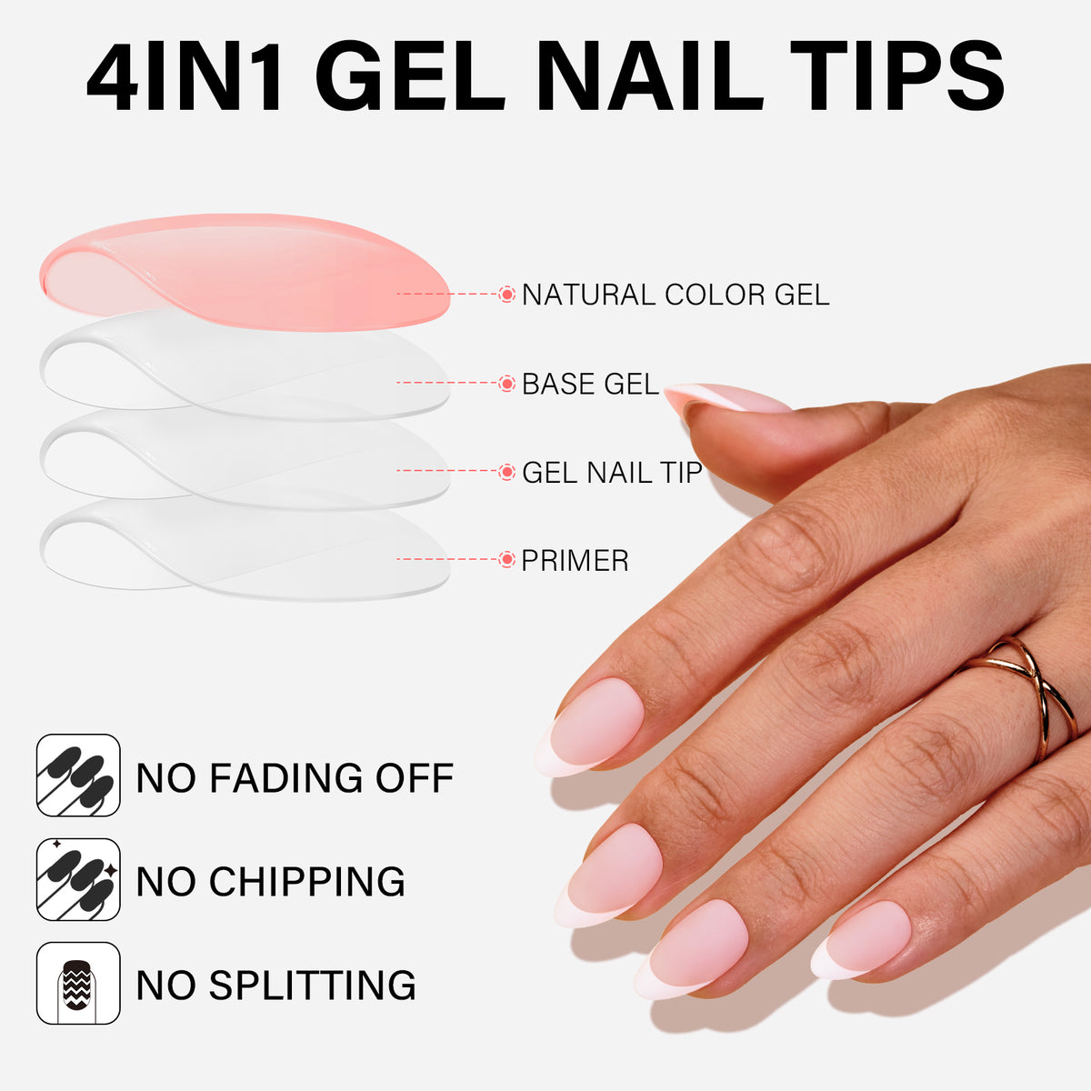 French Gel Nail Tips 5 Colors 
