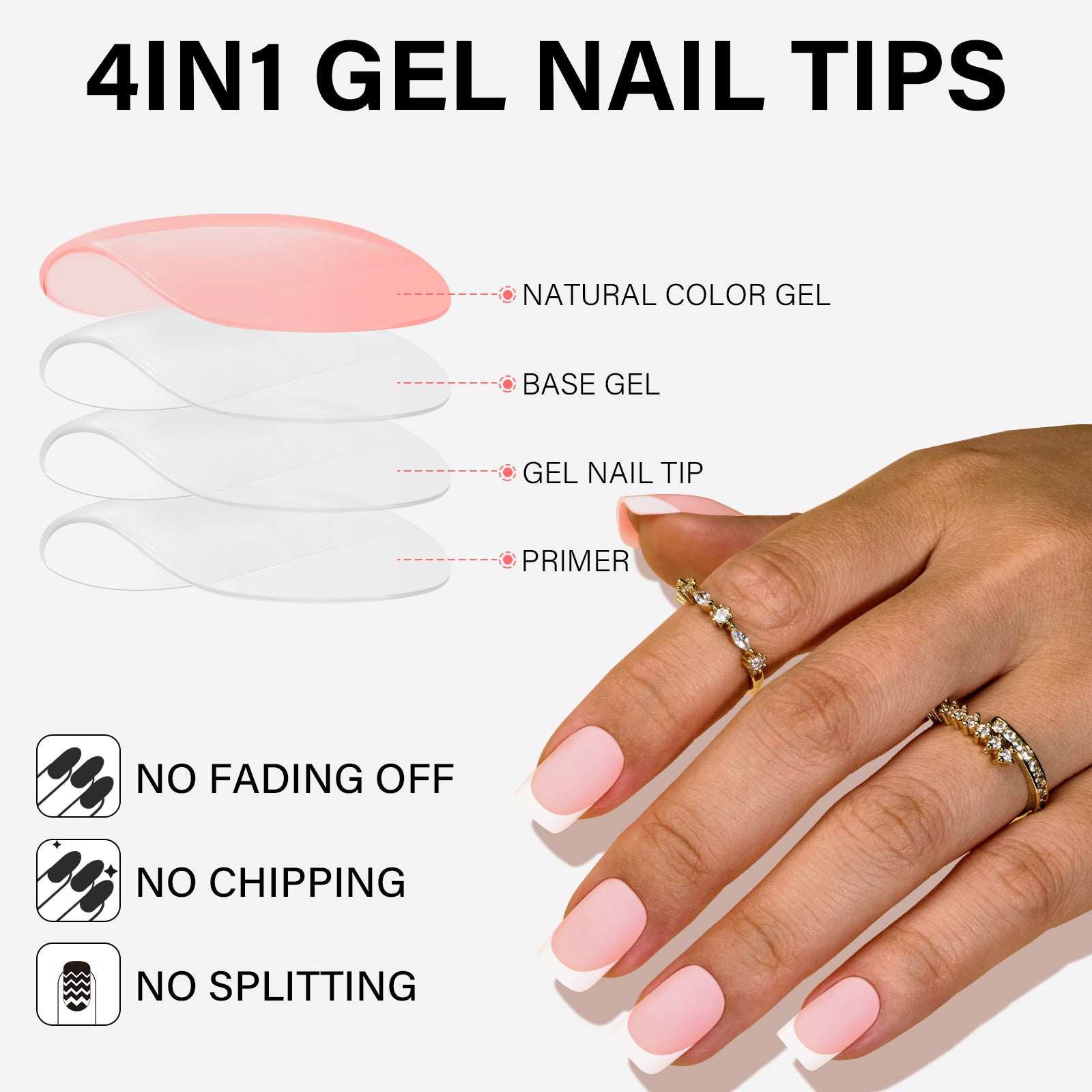French Gel Nail Tips 5 Colors 