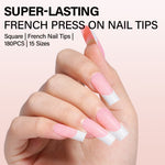Medium Square French Tip Press on Nails 