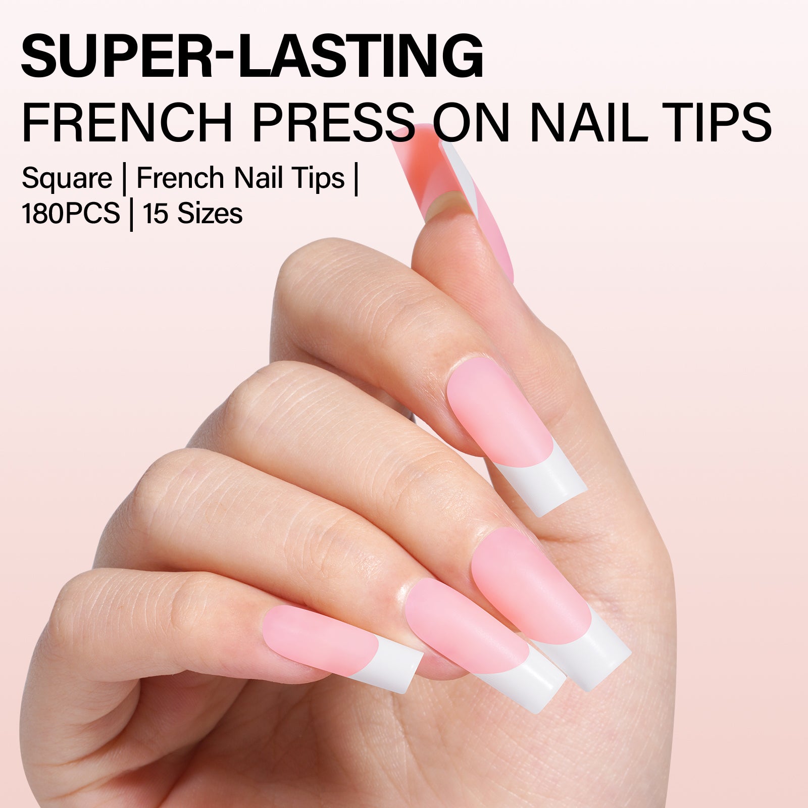 Medium Square French Tip Press on Nails 