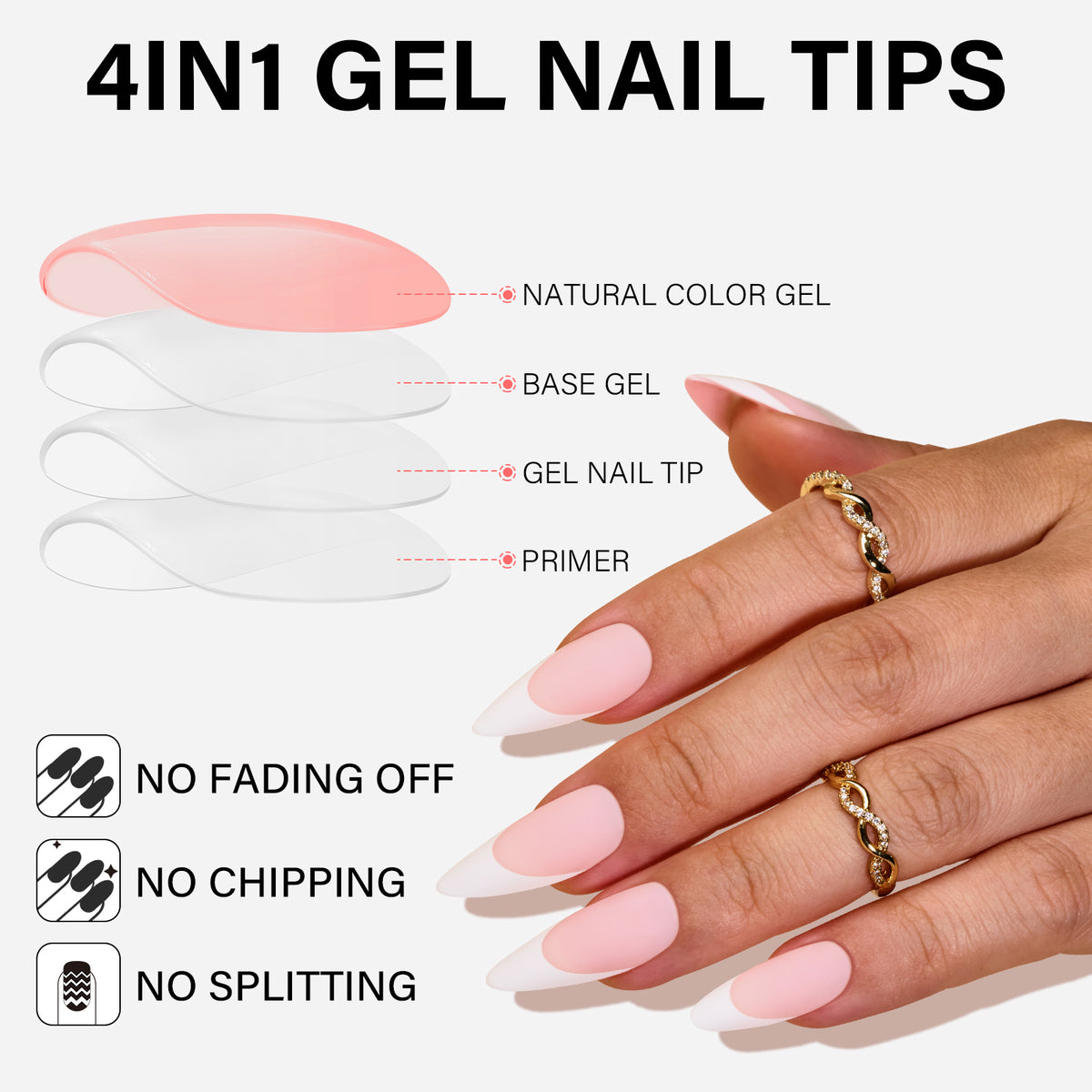 French Gel Nail Tips 5 Colors 