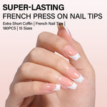 Extra Short Coffin French Tip Press on Nails 