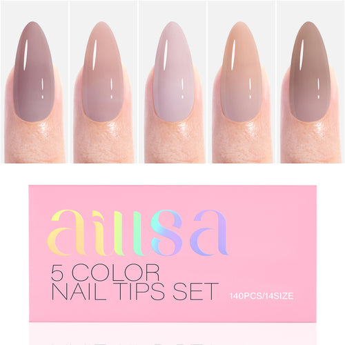 RealFit Nude Tone Mixed Color Press-On Nails #Nude-Series-Medium-Almond