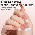 Medium Square French Tip Press on Nails 