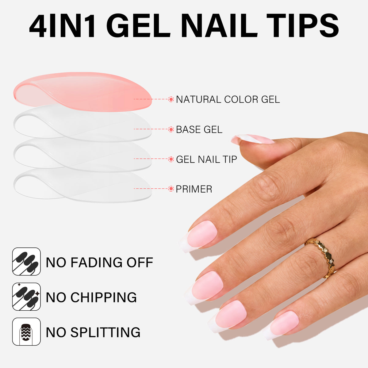 French Gel Nail Tips 5 Colors 