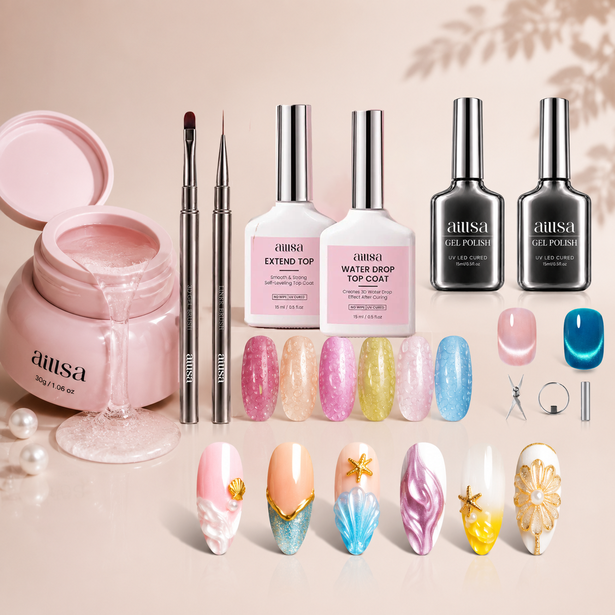 AILLSA 3D Water Drop Gel Top Coat Set 