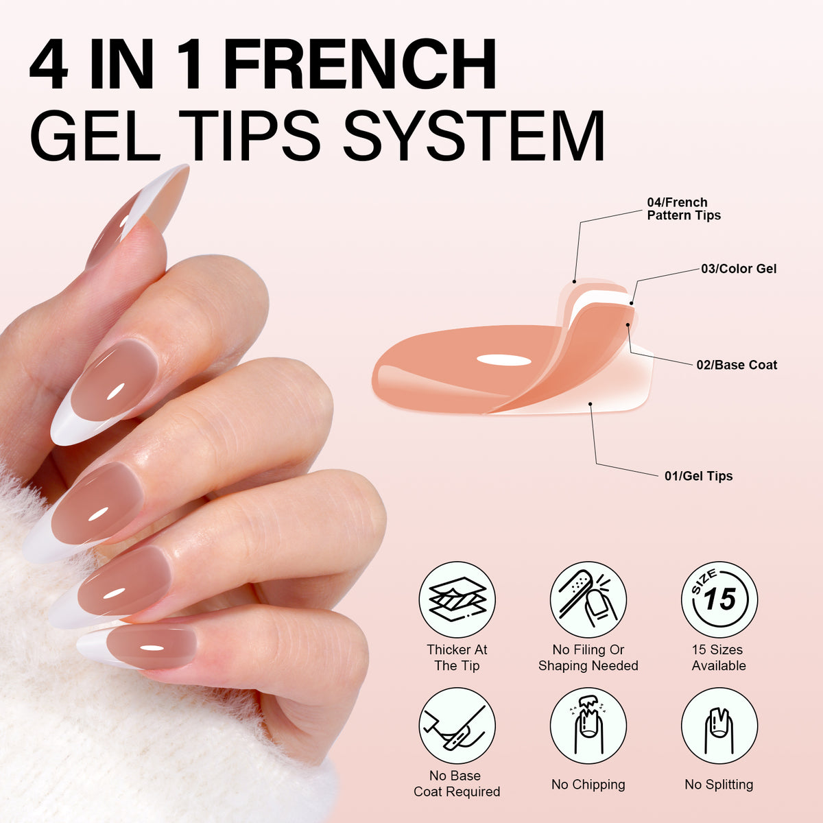 Almond French Tip Press on Nails 