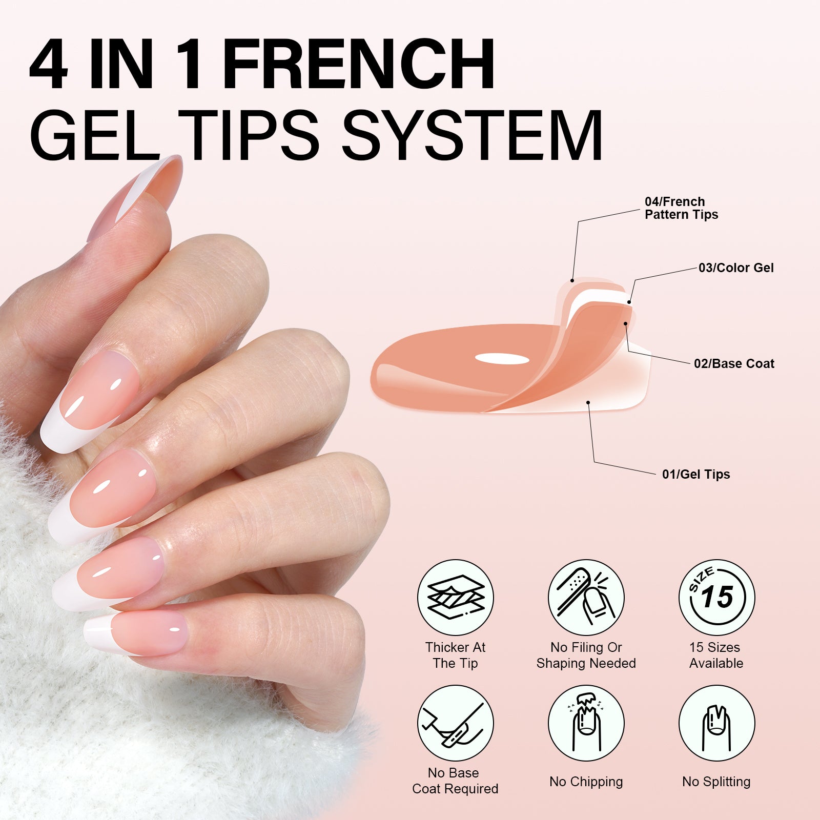 Short Oval French Tip Press on Nails 