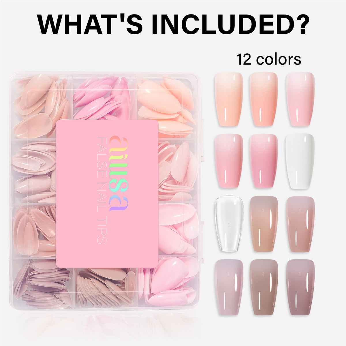 12 Mixed Colors Press-On Nails 