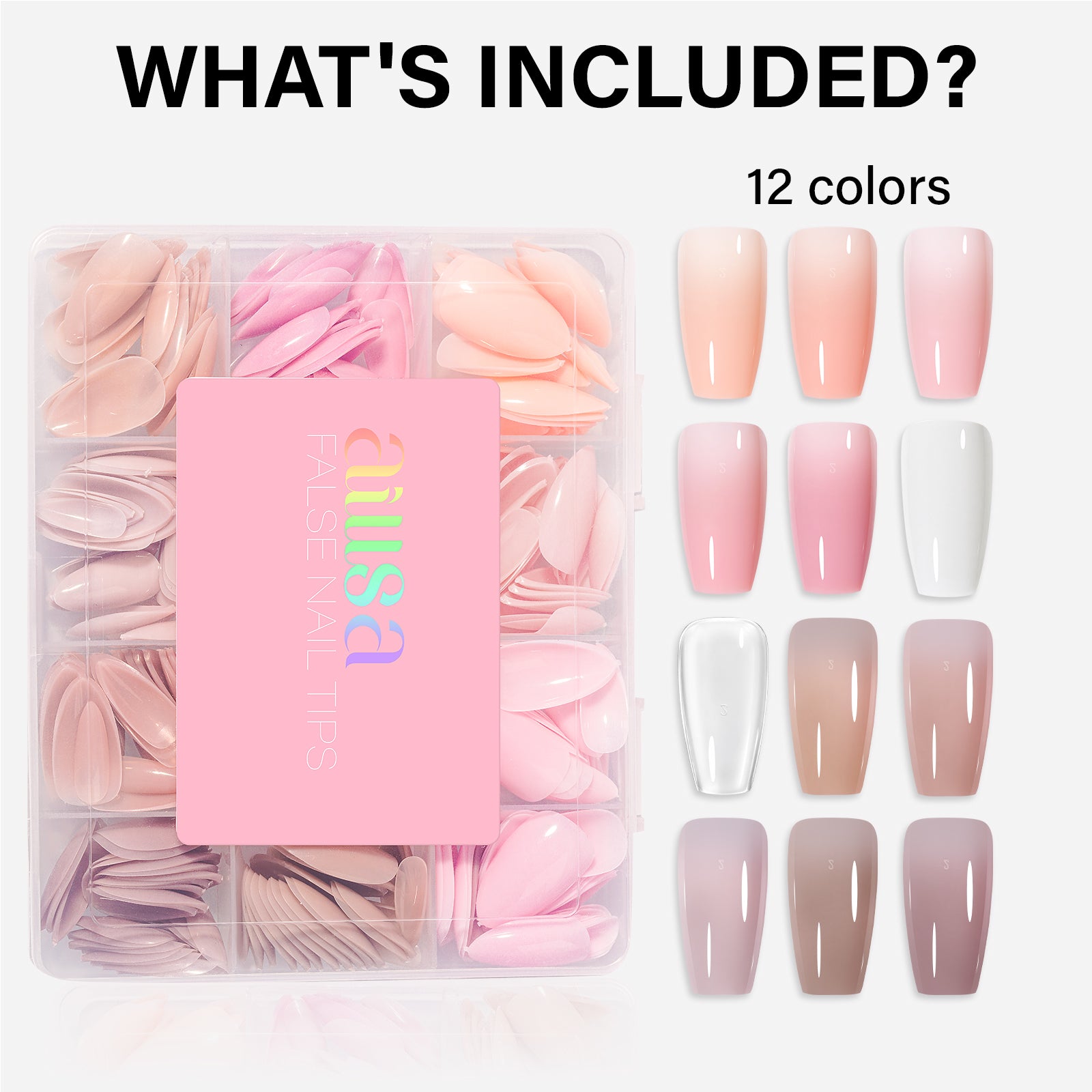 12 Mixed Colors Press-On Nails 