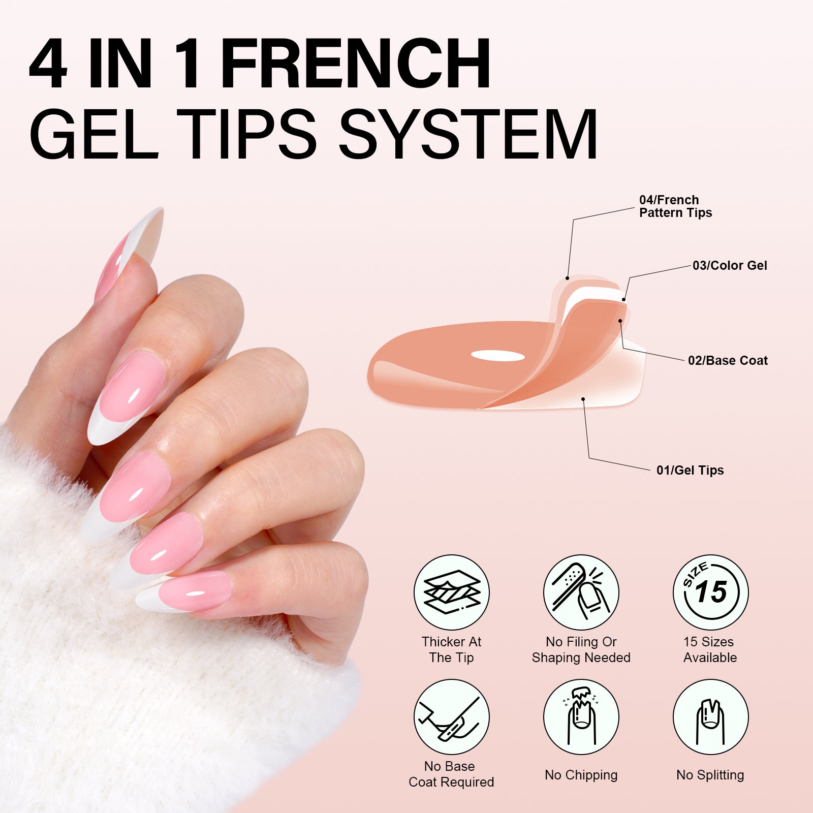 Almond French Tip Press on Nails 