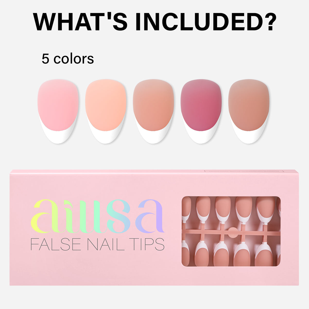 French Gel Nail Tips 5 Colors 