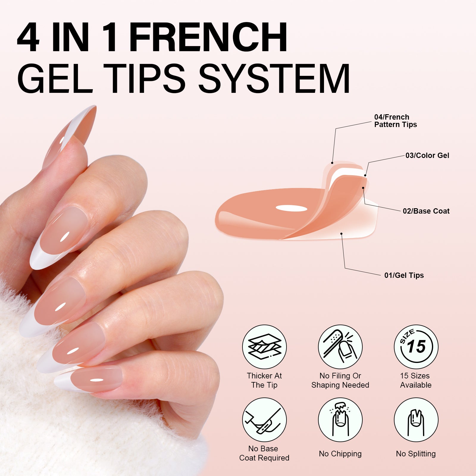 Almond French Tip Press on Nails 