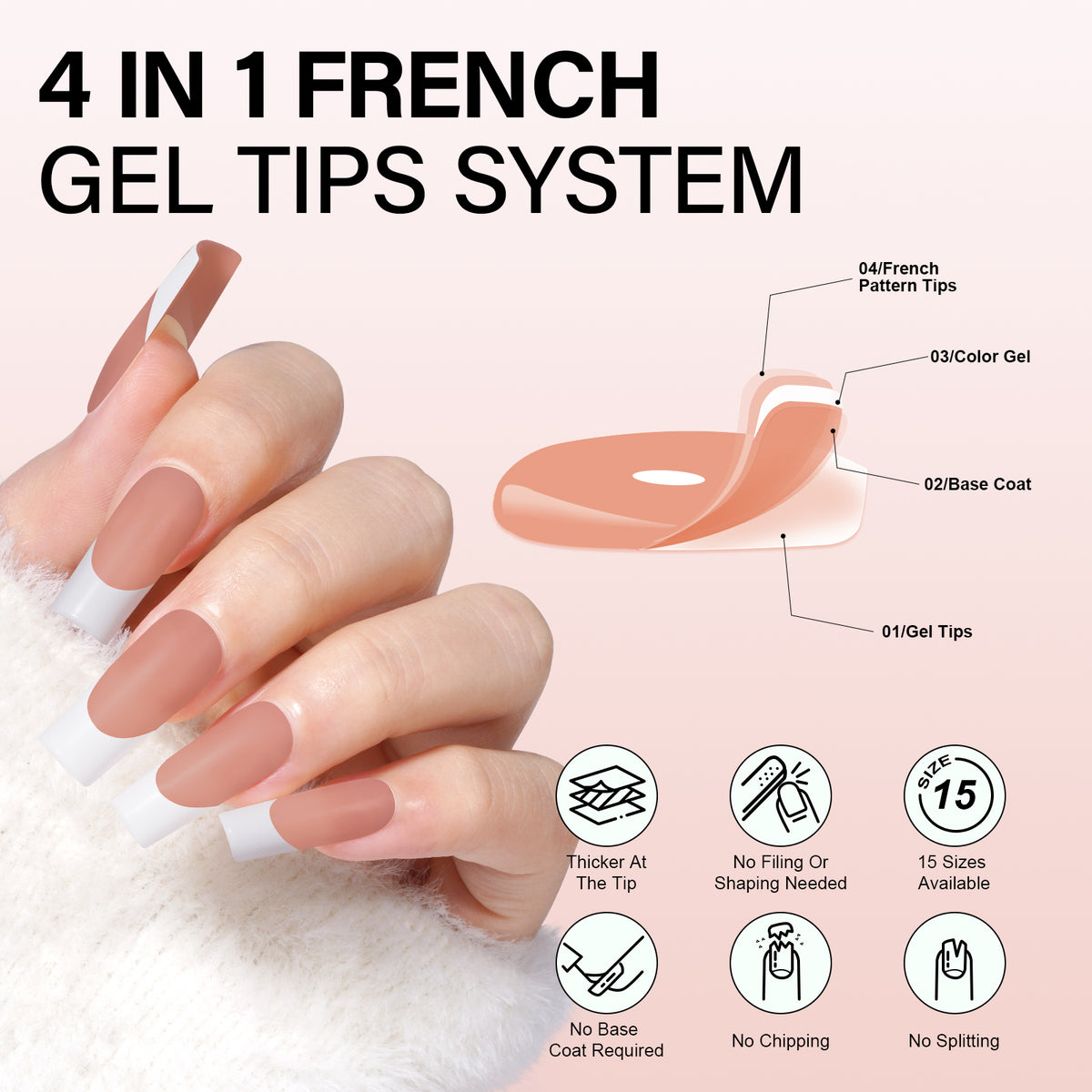 Medium Square French Tip Press on Nails 