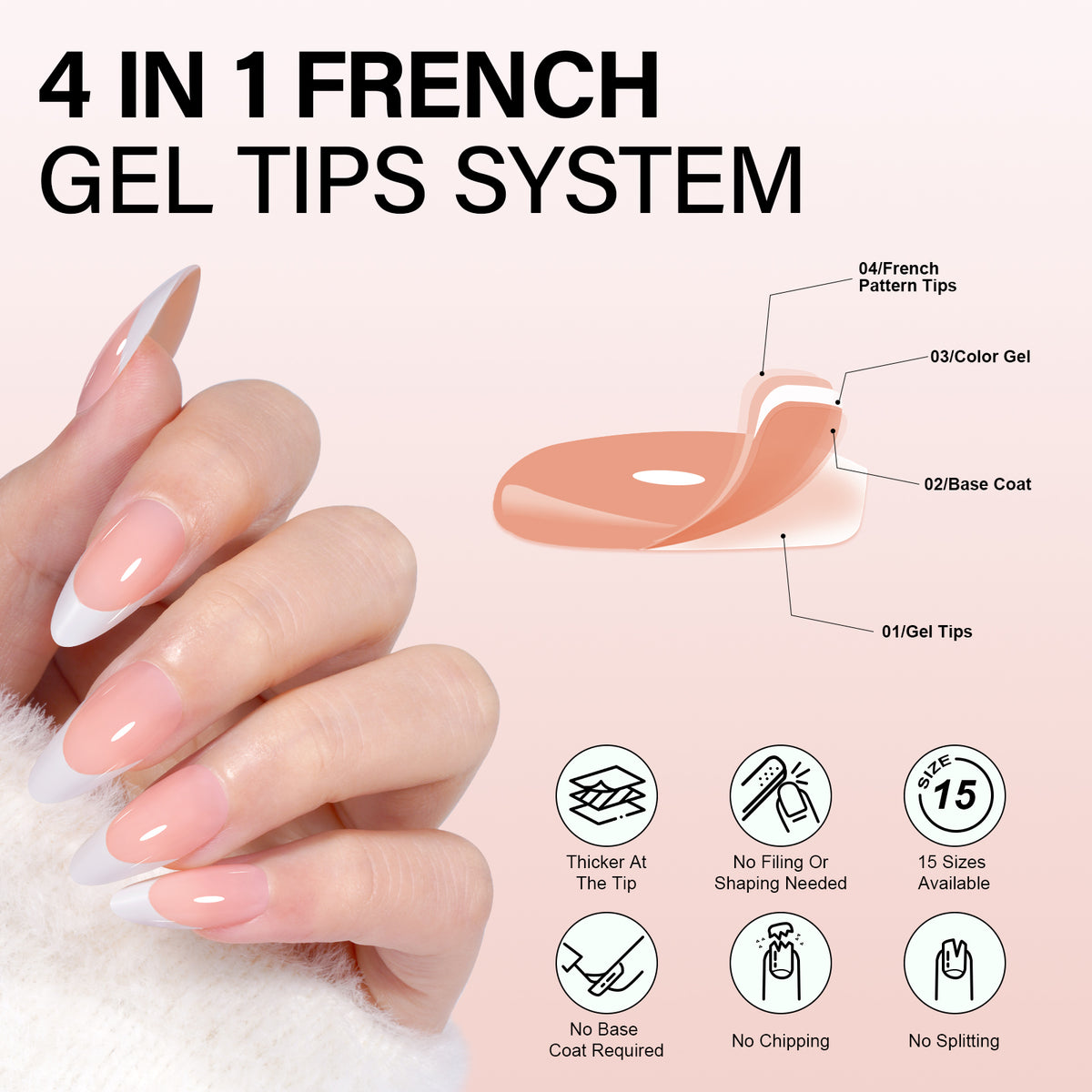Almond French Tip Press on Nails 