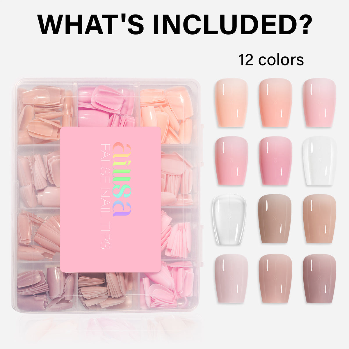 12 Mixed Colors Press-On Nails 