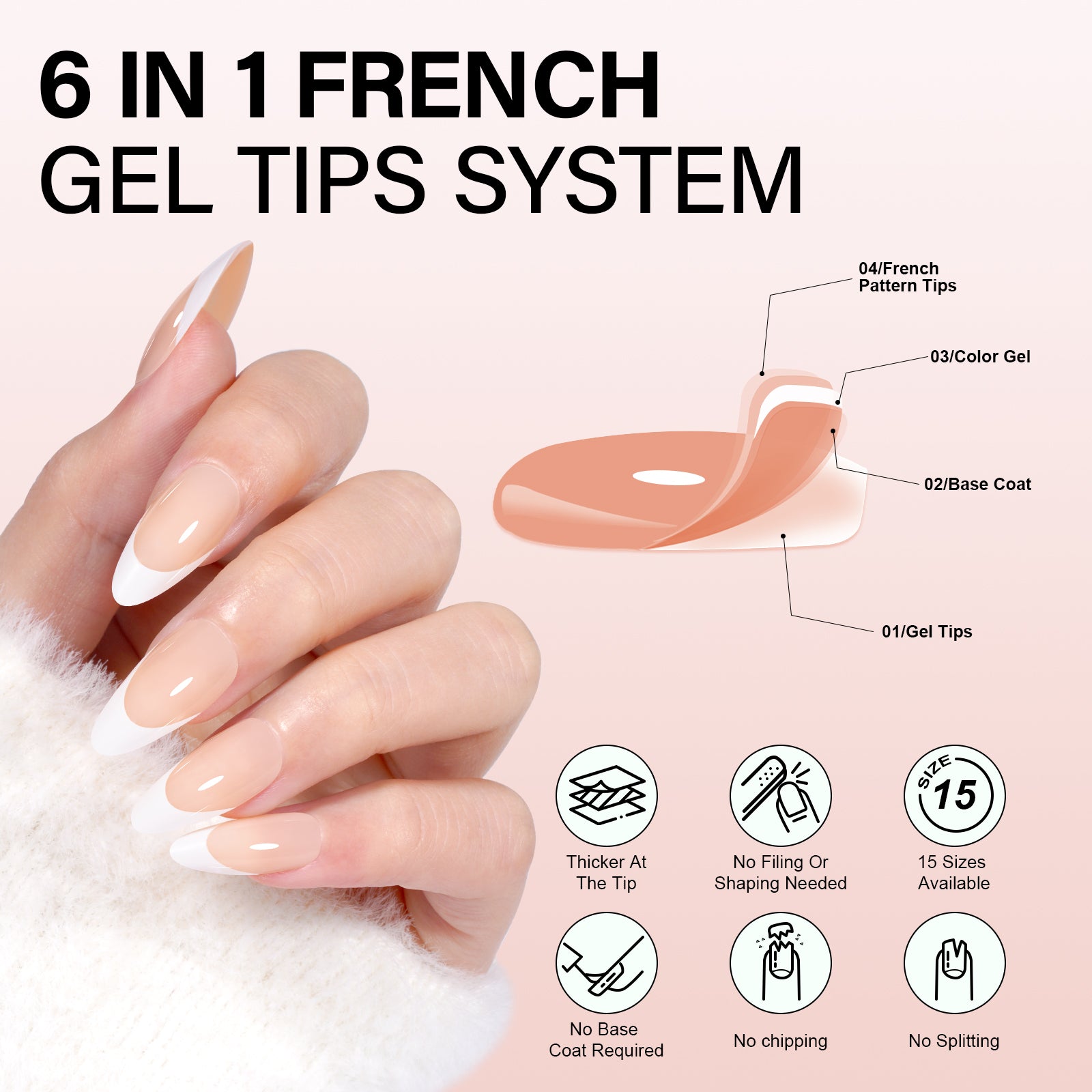 Almond French Tip Press on Nails 