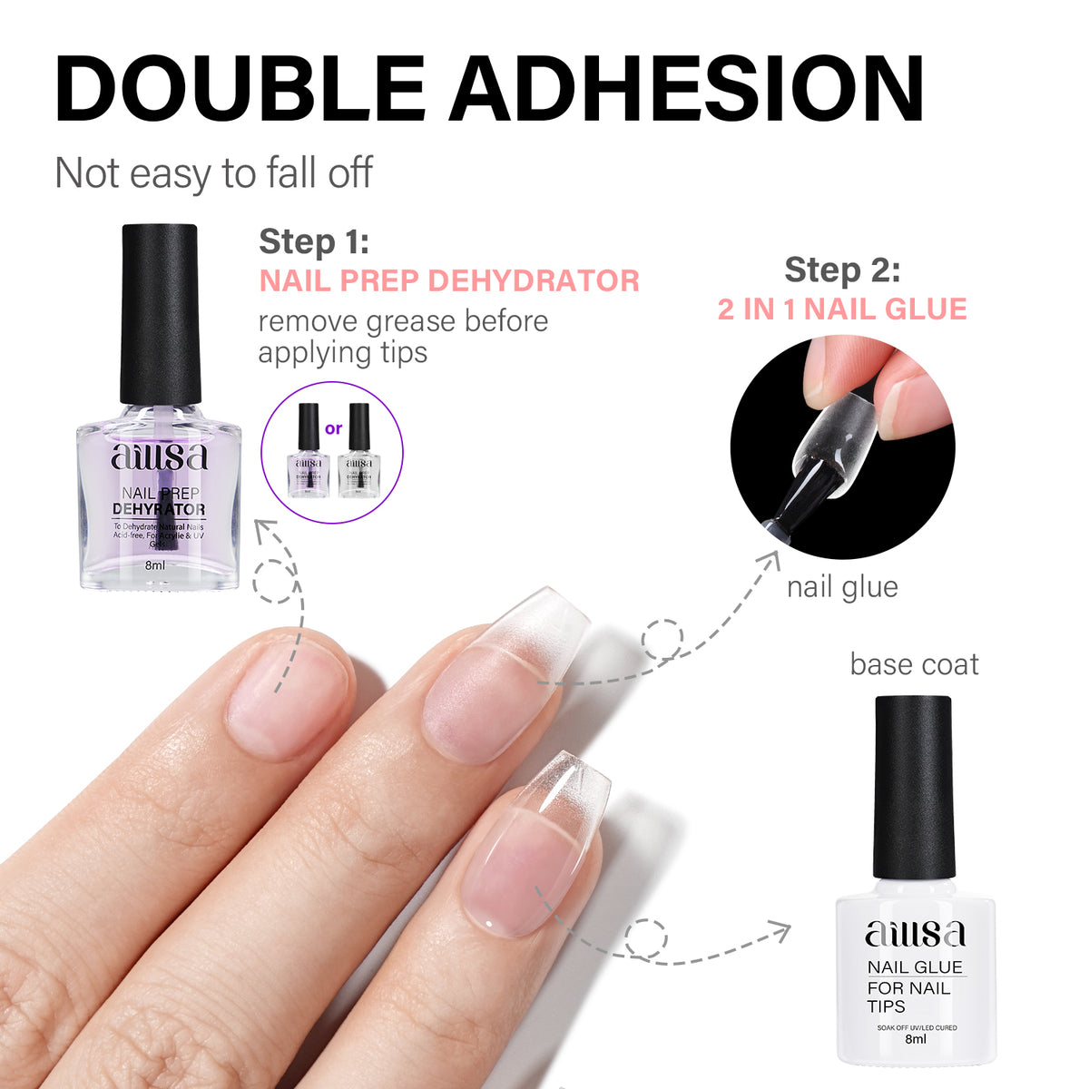 AILLSA Gel Nail Kit 240pcs Matte Nail Tips with 2 In 1 Nail Glue Polish Nail kit  