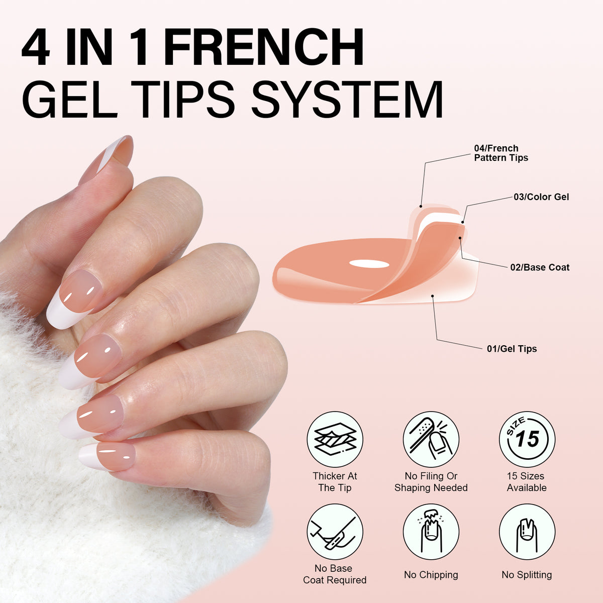 Short Oval French Tip Press on Nails 