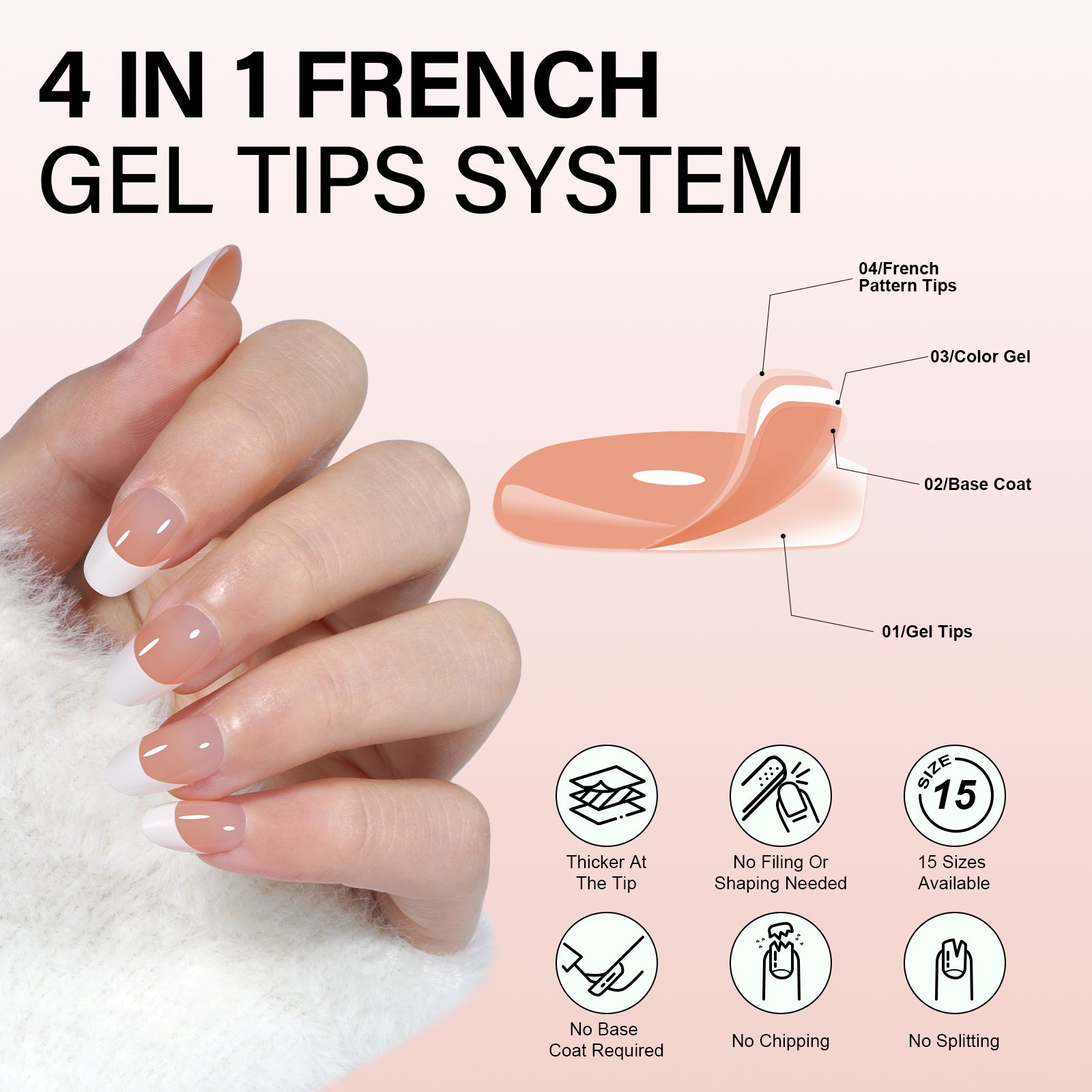 Short Oval French Tip Press on Nails 