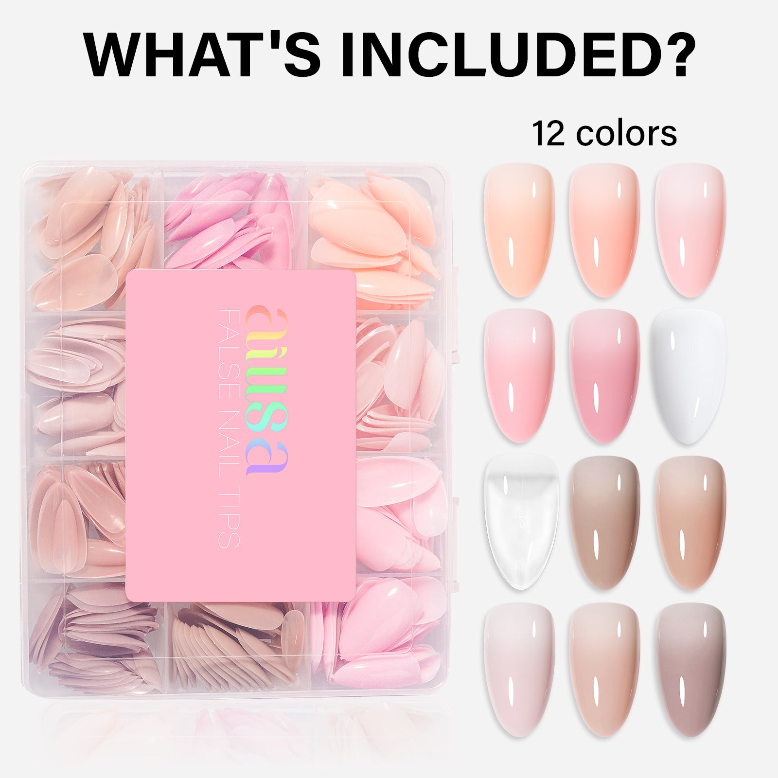 12 Mixed Colors Press-On Nails 