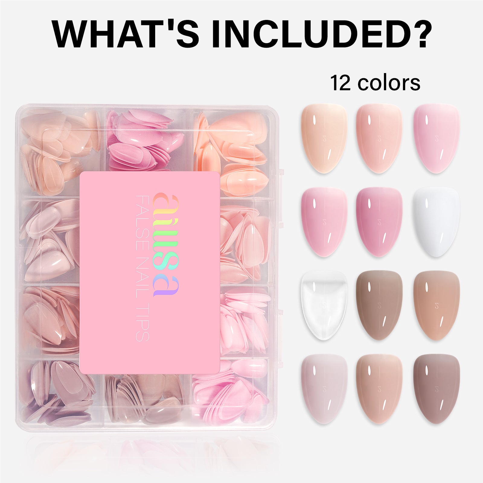 12 Mixed Colors Press-On Nails 