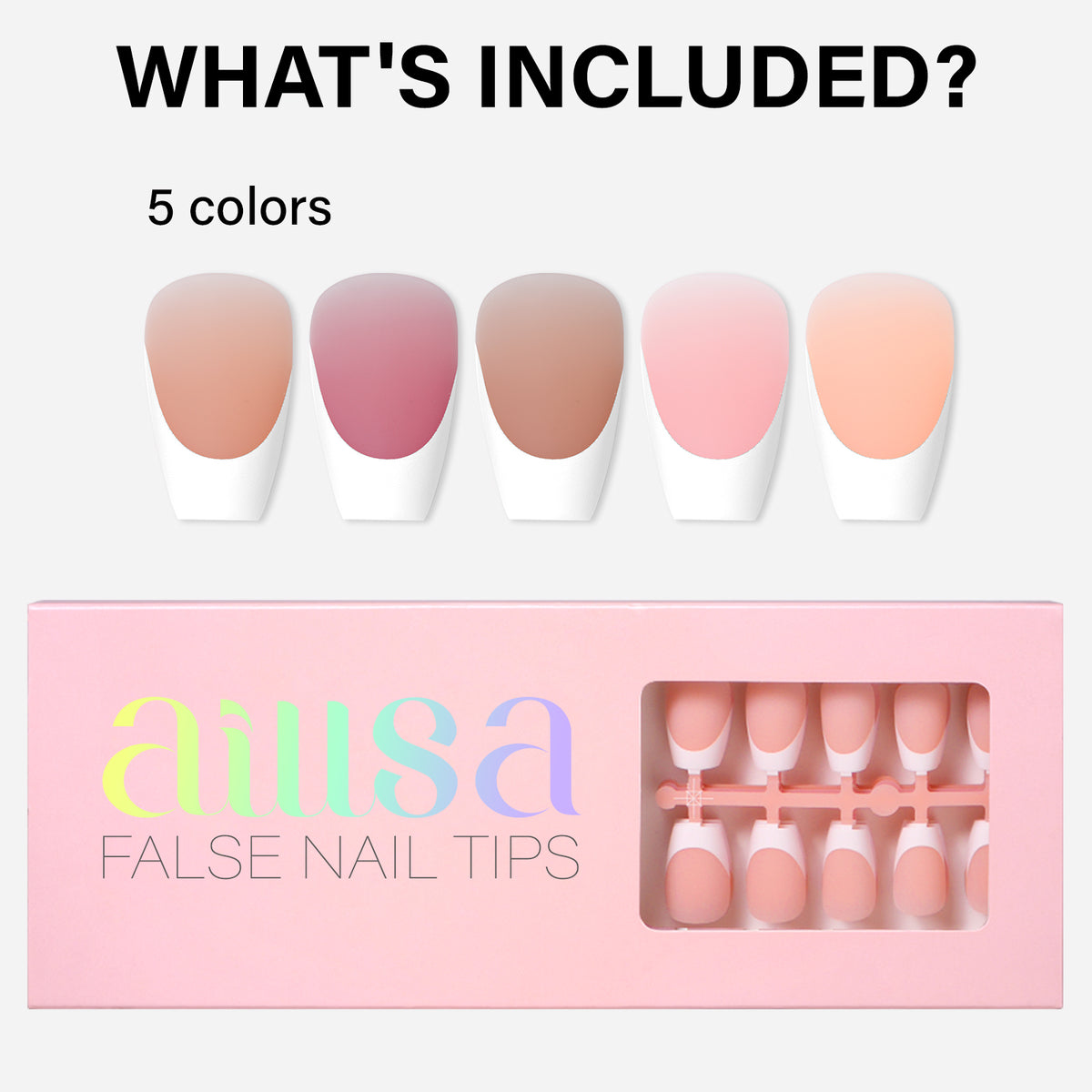 French Gel Nail Tips 5 Colors 