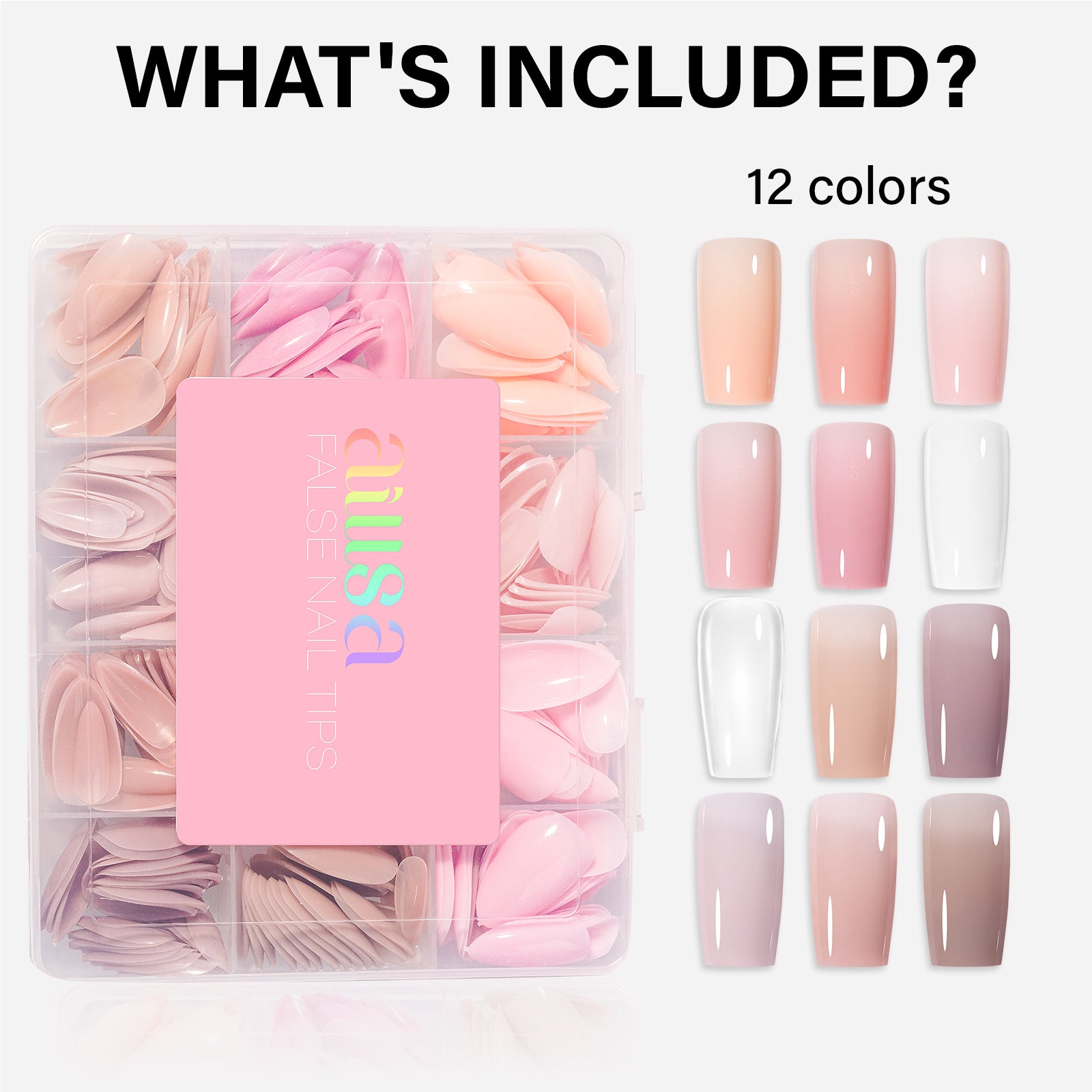 12 Mixed Colors Press-On Nails 