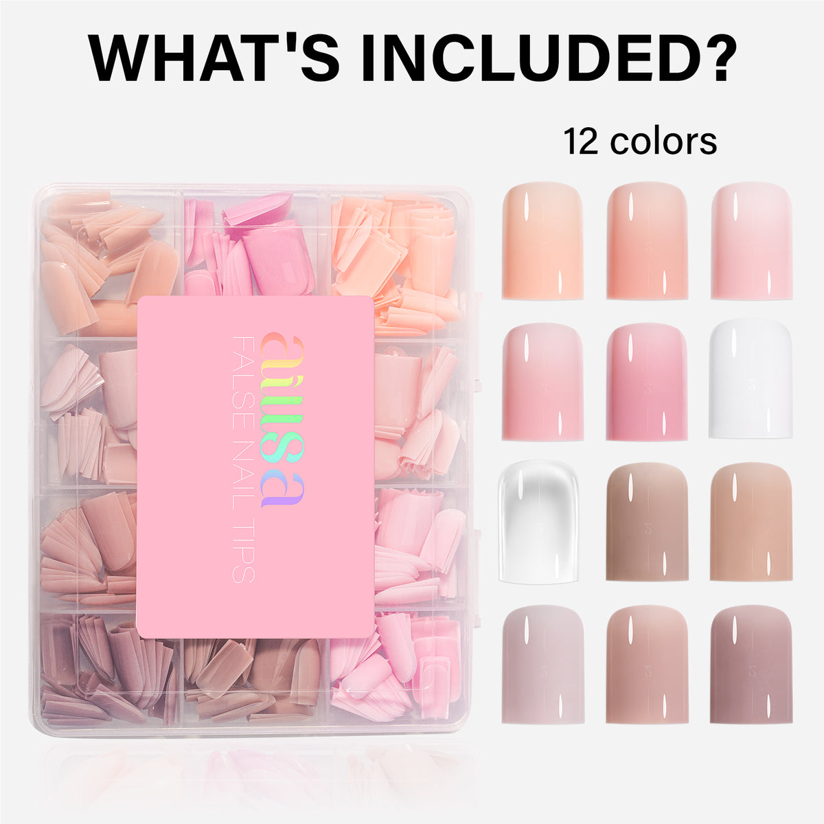 12 Mixed Colors Press-On Nails 