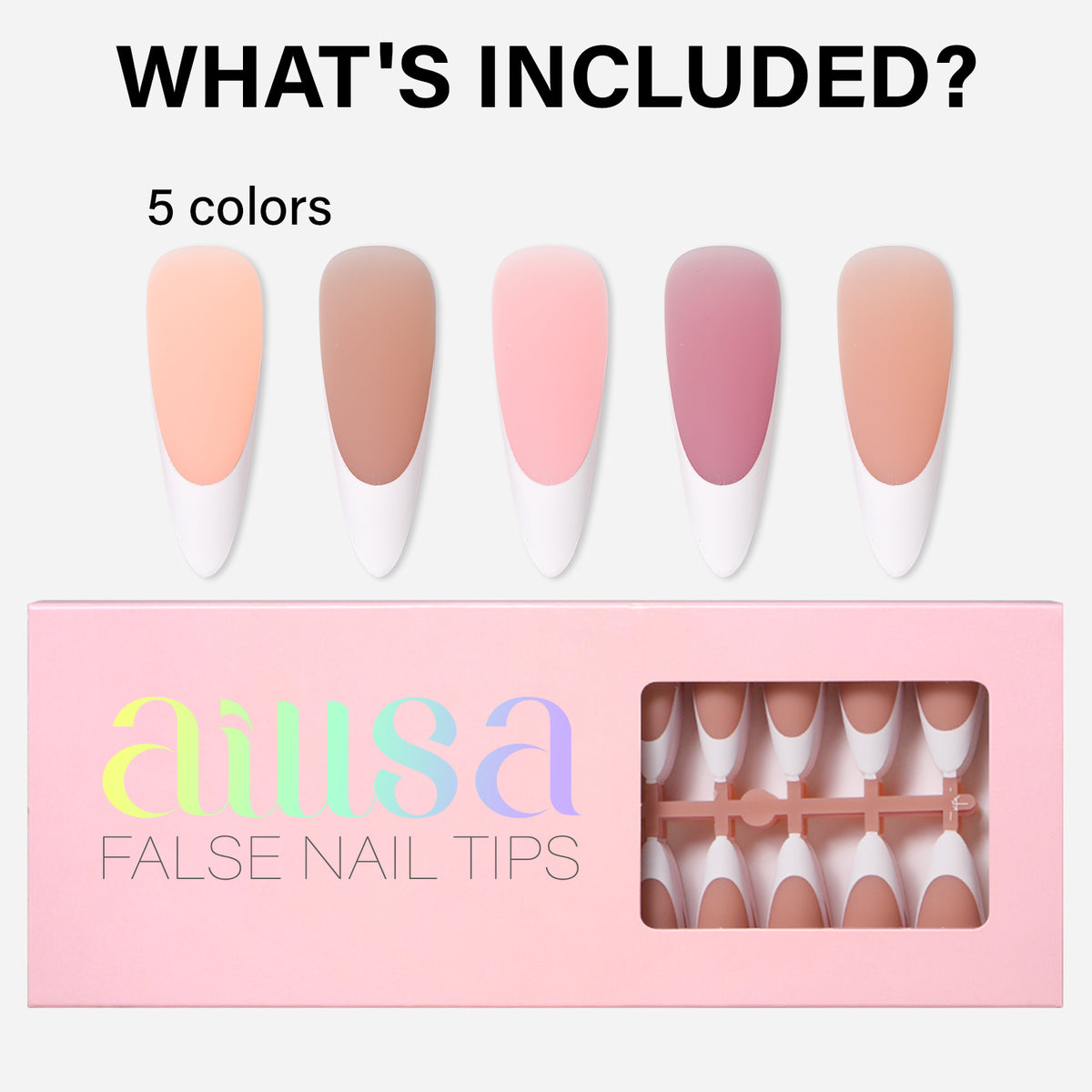 French Gel Nail Tips 5 Colors 