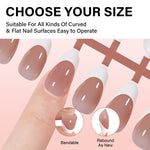 Short Oval French Tip Press on Nails 