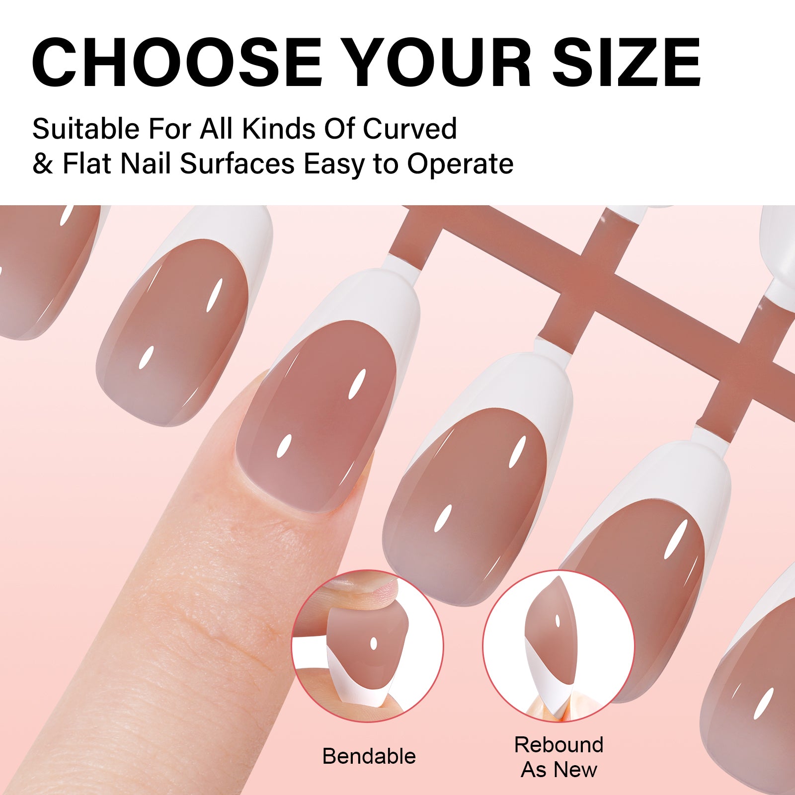 Short Oval French Tip Press on Nails 