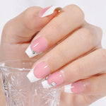 Extra Short Coffin French Tip Press on Nails 