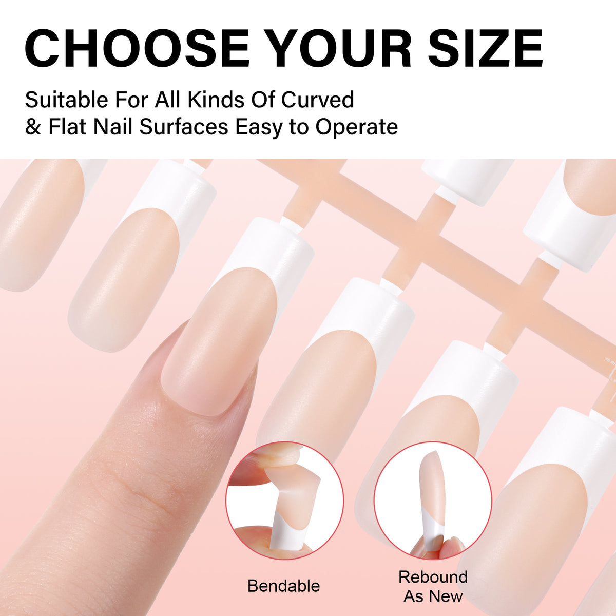 Medium Square French Tip Press on Nails 