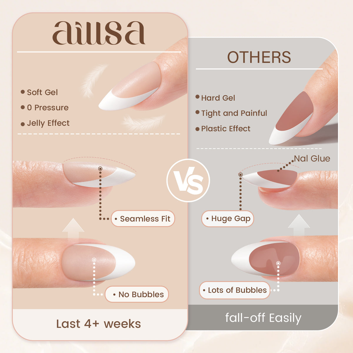 Nude Base French Tip Press On Nails 